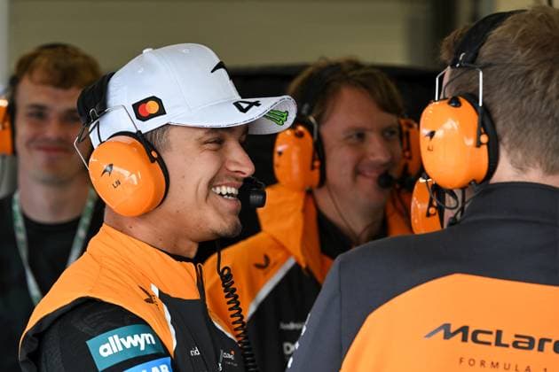(250705) -- SLIVERSTONE, July 5, 2025 -- McLaren s driver Lando Norris of Britain reacts before Practice 3 of the Formula One British Grand Prix 2025 at the Silverstone Circuit, in Sliverstone, Britain, July 5, 2025. ) (SP)BRITAIN-SILVERSTONE-F1-BRITISH GRAND PRIX-PRACTICE WuxLu 