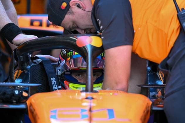 (250705) -- SLIVERSTONE, July 5, 2025 -- McLaren s driver Oscar Piastri of Australia reacts before Practice 3 of the Formula One British Grand Prix 2025 at the Silverstone Circuit, in Sliverstone, Britain, July 5, 2025. ) (SP)BRITAIN-SILVERSTONE-F1-BRITISH GRAND PRIX-PRACTICE WuxLu 