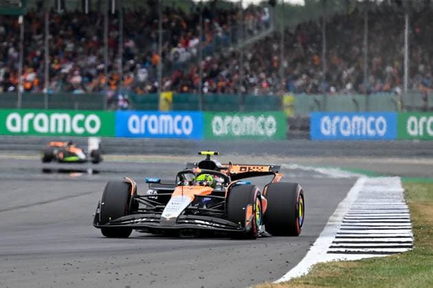 (250705) -- SLIVERSTONE, July 5, 2025 -- McLaren s driver Lando Norris of Britain drives during Practice 3 of the Formula One British Grand Prix 2025 at the Silverstone Circuit, in Sliverstone, Britain, July 5, 2025. ) (SP)BRITAIN-SILVERSTONE-F1-BRITISH GRAND PRIX-PRACTICE WuxLu 