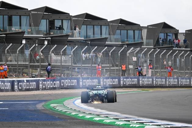 (250705) -- SLIVERSTONE, July 5, 2025 -- Aston Martin s driver Fernando Alonso of Spain drives during Practice 3 of the Formula One British Grand Prix 2025 at the Silverstone Circuit, in Sliverstone, Britain, July 5, 2025. ) (SP)BRITAIN-SILVERSTONE-F1-BRITISH GRAND PRIX-PRACTICE WuxLu 