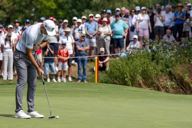 Matti Schmid GER played a good round today, unfortunately he played two bogeys and a par on the last three holes xettx, Germany, Muenchen, 05 07 2025, Golf, BMW International Open, 2025, Round 3, DP World Tour, Golfclub Muenchen Eichenried