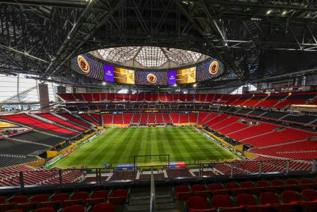 05.07.2025, FIFA Club World Cup 2025, Viertelfinale, Paris St. Germain - FC Bayern München, im Mercedes-Benz Stadium (Atlanta, GA), Innenaufnahmen Stadion vor dem Spiel. *** 05 07 2025, FIFA Club World Cup 2025, Quarterfinals, Paris St Germain FC Bayern Munich, at Mercedes Benz Stadium Atlanta, GA , pre-match stadium interior shots