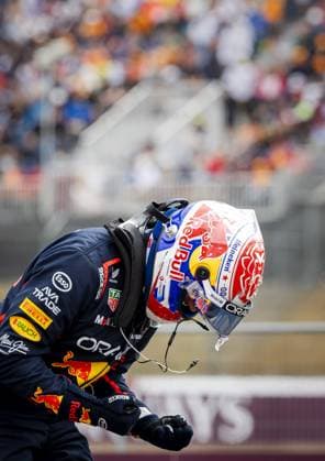 SILVERSTONE - Max Verstappen (Red Bull Racing) reacts after taking pole position during qualifying at the Silverstone circuit ahead of the Great Britain Grand Prix. ANP SEM VAN DER WAL xVIxANPxSportx xxANPxIVx 530986859 originalFilename: 530986859.jpg