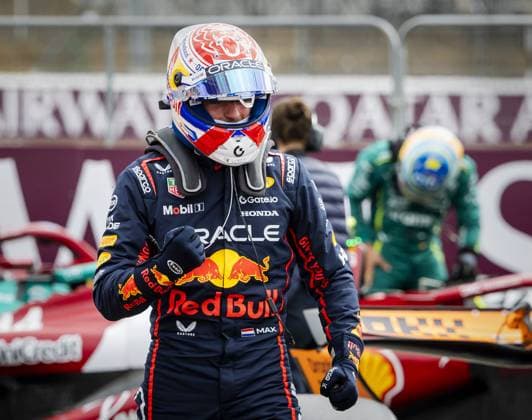 SILVERSTONE - Max Verstappen (Red Bull Racing) reacts after taking pole position during qualifying at the Silverstone circuit ahead of the Great Britain Grand Prix. ANP SEM VAN DER WAL xVIxANPxSportx xxANPxIVx 530986953 originalFilename: 530986953.jpg