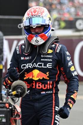 5th July 2025; Silverstone Circuit, Northamptonshire, England; Formula 1 2025 Qatar Airways British F1 Grand Prix; Qualifying Day; Max Verstappen of Red Bull Racing celebrates pole position for the British Grand Prix in parc ferme  ActionPlus12809746 SimonxWest