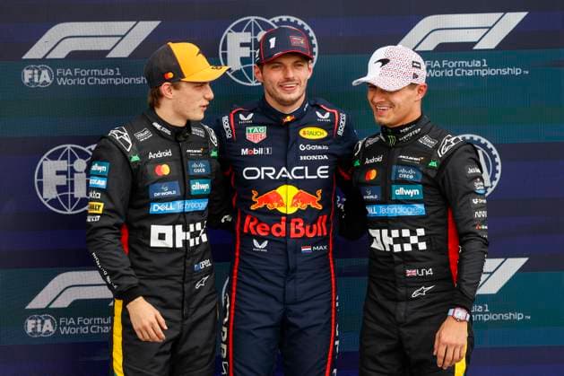 Silverstone, F1 British Grand Prix 2025 on July, 5, 2025, Photo by Juergen Tap , No 81 Oscar Piastri AUS , McLaren MCL39, Mercedes, No 1 Max Verstappen NED , Red Bull Racing RB21, Honda, No 4 Lando Norris GBR , McLaren MCL39, Mercedes Silverstone GBR