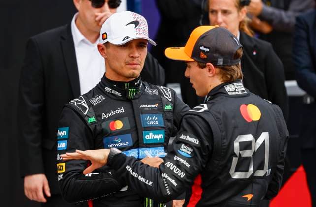 Silverstone, F1 British Grand Prix 2025 on July, 5, 2025, Photo by Juergen Tap , No 4 Lando Norris GBR , McLaren MCL39, Mercedes, No 81 Oscar Piastri AUS , McLaren MCL39, Mercedes Silverstone GBR