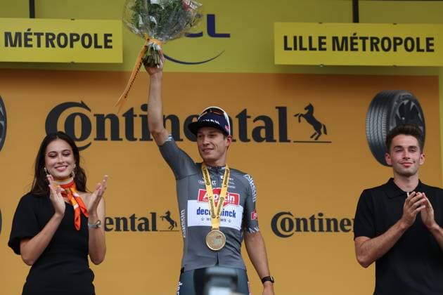 TOUR DE FRANCE 2025 PHOTOPQR VOIX DU NORD SM ; 05 07 2025 ; Lille, le 05 07 2025, Arrivee de la 1ere etape du Tour de France entre Lille et Lille Belgian Jasper Philipsen of Alpecin-Deceuninck wins the first stage French cycling race Tour de France 2024 takes place in july 2025 1 France Copyright: xPHOTOPQR VOIXxDUxNORD MAXPPPxSMx 20250705VDN0040 20250705VDN0040