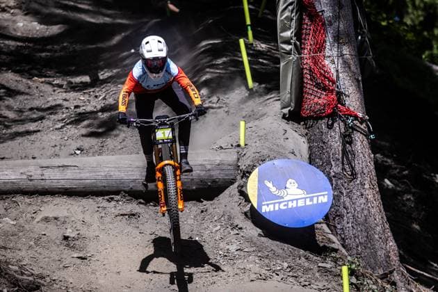 Whoop Downhill Worldcup La Thuile ZIERL Rosa CUBE FACTORY RACINGat Whoop Downhill Worldcup La Thuile, 05 07 2025,in La Thuile,ITA Photo Sebastian Sternemann