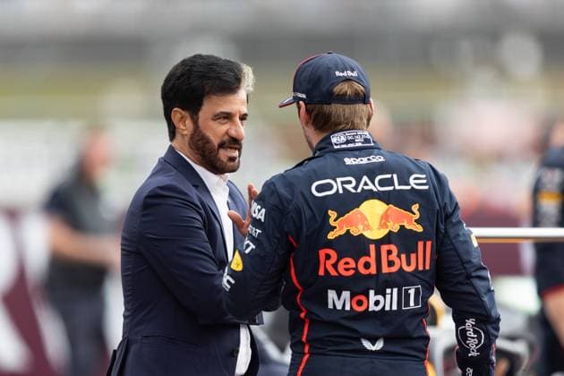 F1 - BRITISH GRAND PRIX 2025 BEN SULAYEM Mohammed (uae), President of the FIA, portrait, VERSTAPPEN Max (ned), Red Bull Racing RB21, portrait during the Formula 1 Qatar Airways British Grand Prix 2025, 12th round of the 2025 FIA Formula One World Championship, WM, Weltmeisterschaft from July 4 to 6, 2025 on the Silverstone Circuit, in Silverstone, United Kingdom - SilverstoneUnited Kingdom  Copyright: xDPPIx