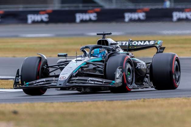 5th July 2025; Silverstone Circuit, Northamptonshire, England; Formula 1 2025 Qatar Airways British F1 Grand Prix; Qualifying Day; Mercedes-AMG Petronas F1 Team driver George Russell in his Mercedes F1 W16 Mercedes-AMG F1 M16 during free practice 3  ActionPlus12809818 TimxWilliams