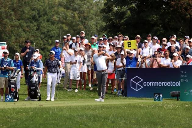 BMW International Open, Eichenried, 05 07 2025 Golf, BMW International Open, Eichenried, 05 07 2025, Day 3 Picture Matti, Schmid GER teeing off in front of spectators Copyright: xBEAUTIFULxSPORTS NilsxKoepkex