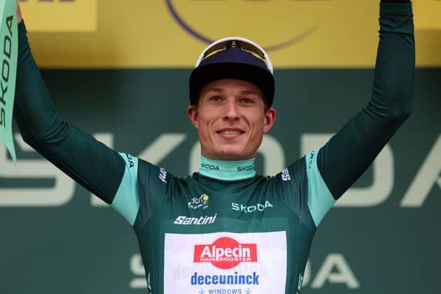 TOUR DE FRANCE 2025 PHOTOPQR VOIX DU NORD STEPHANE MORTAGNE ; 05 07 2025 ; LILLE, 05.07.2025 Cyclisme, velo, Tour de France, Arrivée de la 1ere etape du Tour de France entre Lille et Lille Victoire au sprint de Jasper Philipsen qui prend dans la foulle le maillot jaune Maillot Vert Jasper Philipsen PHOTO STEPHANE MORTAGNE LA VOIX DU NORD- French cycling race Tour de France 2024 takes place in july 2025 Hauts de France France  Copyright: xPHOTOPQR VOIXxDUxNORD MAXPPPxSTEPHANExMORTAGNEx 20250705VDN0466 20250705VDN0466
