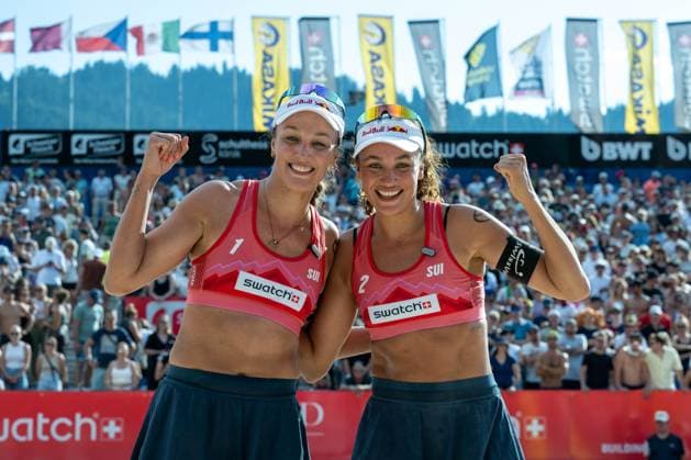 Beach Pro Tour Elite 16 Gstaad, 05 07 2025 Anouk Verge Depre SUI , Zoe Verge Depre SUI Beach Pro Tour Elite 16 Gstaad on 05 07 2025 Copyright: xBEAUTIFULxSPORTS PeterxWeberx