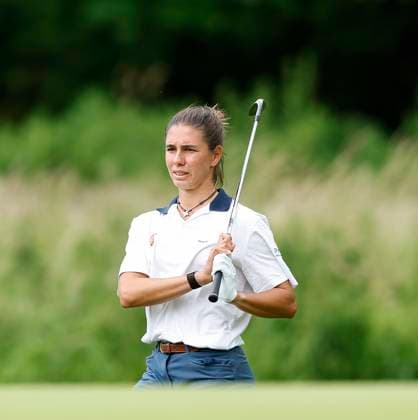 5th July 2025; The O& x2019;Meara Course at Carton House, Maynooth, County Kildare, Ireland; KPMG Womens Irish Open Golf, Round 3; Bianca Fernandez of Spain chips onto the 14th green  ActionPlus12810111 PeterxFitzpatrick