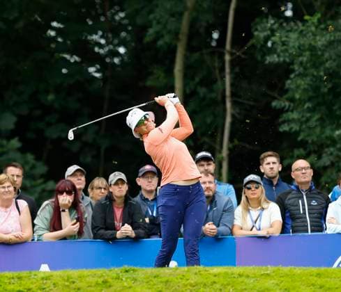 5th July 2025; The O& x2019;Meara Course at Carton House, Maynooth, County Kildare, Ireland; KPMG Womens Irish Open Golf, Round 3; Madelene Sagstrom of Sweden tees off on the 14th hole  ActionPlus12810116 PeterxFitzpatrick