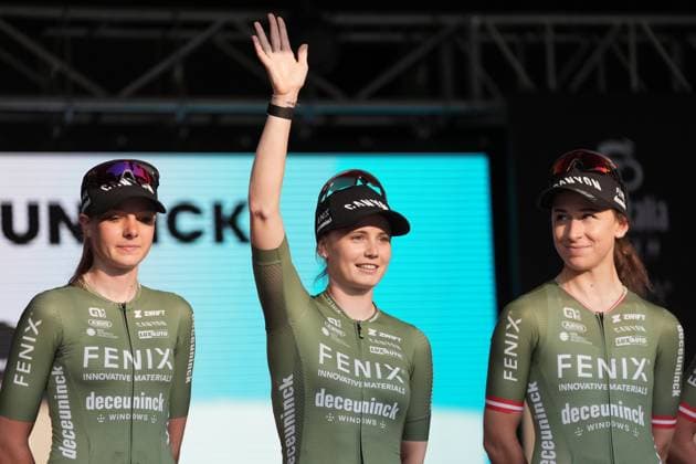 TRUYEN Marthe during the team presentation ahead of the Giro d™Italia women cycling race in Bergamo. The race starts on Sunday July 6, with the first Tudor ITT stage over 14,2 km, from and to Bergamo, North Italy - Saturday, July 5, 2025. - cycling .  Copyright: xMassimoxPaolone LaPressex