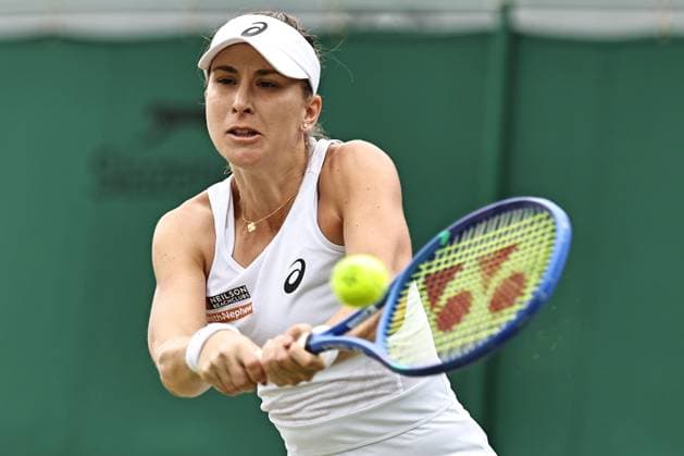 Belinda Bencic, SUI, during third round of 2025 All England Lawn Tennis Championships at Wimbledon, womens singles, London, 05 07 2025