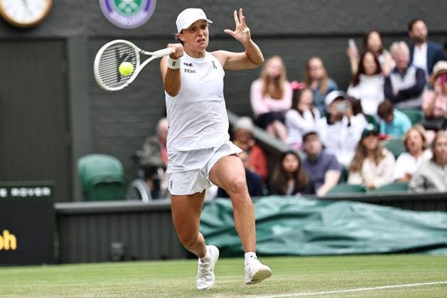Iga Swiatek, POL, during third round of 2025 All England Lawn Tennis Championships at Wimbledon, womens singles, London, 05 07 2025