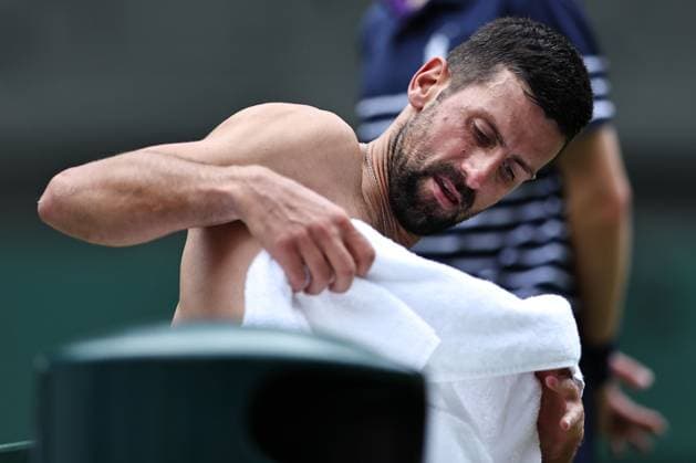 Novak Djokovic, SRB, during third round of 2025 All England Lawn Tennis Championships at Wimbledon, mens singles, London, 05 07 2025