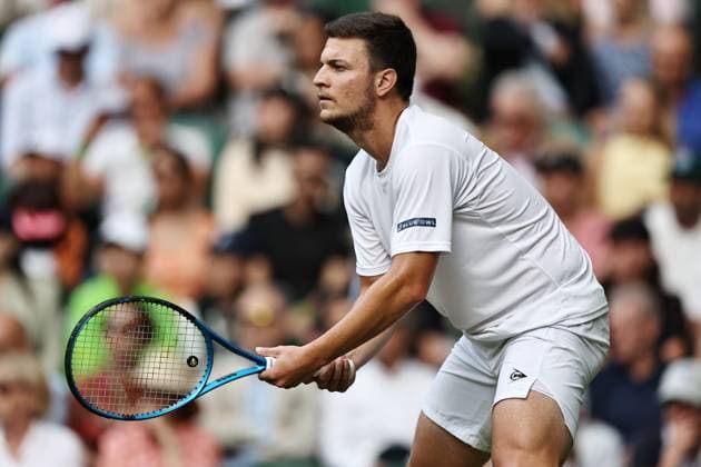 Miomir Kecmanovic, SRB, during third round of 2025 All England Lawn Tennis Championships at Wimbledon, mens singles, London, 05 07 2025