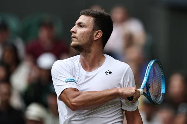 Miomir Kecmanovic, SRB, during third round of 2025 All England Lawn Tennis Championships at Wimbledon, mens singles, London, 05 07 2025