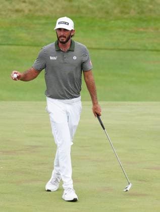SILVIS, IL - JULY 05: PGA, Golf Herren golfer Max Homa reacts to making a birdie putt on the 17th hole during the John Deere Classic on July 5, 2025, at TPC Deere Run in Silvis, Illinois. (Photo by Brian Spurlock Icon Sportswire) GOLF: JUL 05 PGA John Deere Classic EDITORIAL USE ONLY Icon25070567