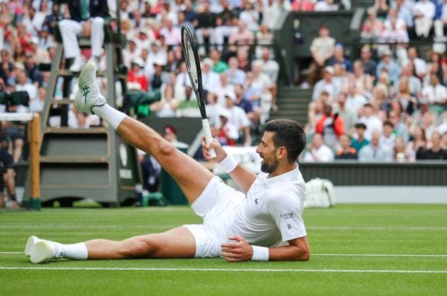 Miomir Kecmanovic v Novak Djokovic Wimbledon Championships 2025 Day 6, Gentlemens’ Singles - Third Round Centre Court Miomir Kecmanovic v Novak Djokovic Novak Djokovic in action. 05.07.2025  Copyright: xBradleyxOrmesher ThexTimesx NINTCHDBPICT001007834001