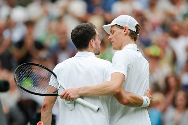 Jannik Sinner v Pedro Martínez Wimbledon Championships 2025 Day 6,Gentlemens’ Singles - Third Round Centre Court Jannik Sinner v Pedro Martínez Jannik Sinner wins in straight sets. 05.07.2025  Copyright: xBradleyxOrmesher ThexTimesx NINTCHDBPICT001007800288