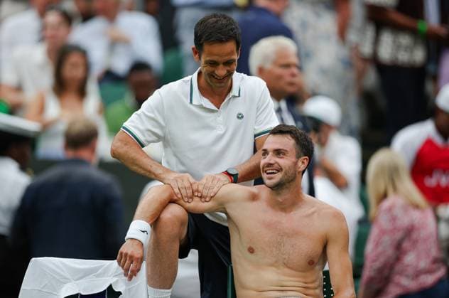 Jannik Sinner v Pedro Martinez Wimbledon Championships 2025 Day 6, Gentlemens Singles - Third Round Centre Court Jannik Sinner v Pedro Martinez. Pedro Martinez receives medical attention. 05.07.2025  Copyright: xBradleyxOrmesher ThexTimesx NINTCHDBPICT001007794644