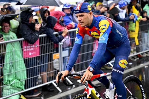 Belgian Jasper Stuyven of Lidl-Trek pictured at the start of the second stage of the 2025 Tour de France cycling race, from Lauwin-Planque to Boulogne-sur-Mer (212 km), on Sunday 06 July 2025 in France. The 112th edition of the Tour de France starts on Saturday 5 July in Lille, and will finish in Paris on the 27th of July. JASPERxJACOBS  x128531274x