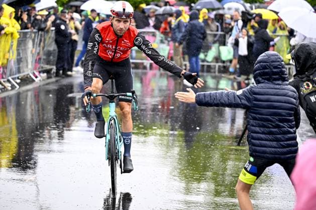Belgian Amaury Capiot of Arkea-BB Hotels pictured at the start of the second stage of the 2025 Tour de France cycling race, from Lauwin-Planque to Boulogne-sur-Mer (212 km), on Sunday 06 July 2025 in France. The 112th edition of the Tour de France starts on Saturday 5 July in Lille, and will finish in Paris on the 27th of July. JASPERxJACOBS  x128532407x