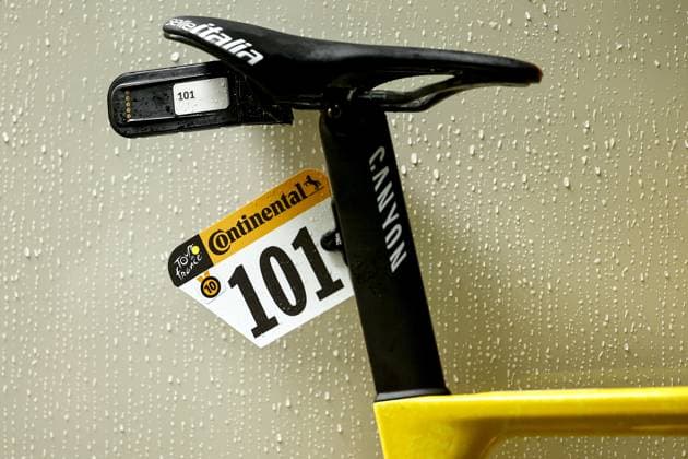 Yellow bike of Belgian Jasper Philipsen of Alpecin-Deceuninck pictured at the start of the second stage of the 2025 Tour de France cycling race, from Lauwin-Planque to Boulogne-sur-Mer (212 km), on Sunday 06 July 2025 in France. The 112th edition of the Tour de France starts on Saturday 5 July in Lille, and will finish in Paris on the 27th of July. DAVIDxPINTENS  x128532447x