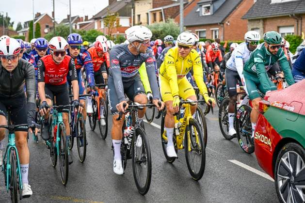 Tour de France 2025 Stage 2 BOULOGNE-SUR-MER, FRANCE - JULY 06 : Philipsen Jasper (BEL) of Alpecin-Deceuninck at the start of the race during stage 2 of the 112th edition of Tour de France an UCI World Tour 2.UWT cycling road race stage for Men Elite of 212 km with start in Lauwin-Planque and finish in Boulogne-sur-Mer on July 6, 2025 in Boulogne-sur-Mer, France, 06 07 2025 ( Motordriver Kenny Verfaillie - Boulogne-sur-Mer France  Copyright: xJanxDexMeuleneirx