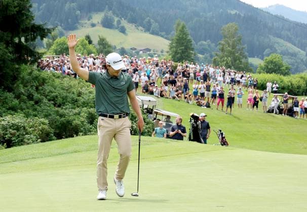 GOLF - Interwetten Open HAUS,AUSTRIA,06.JUL.25 - GOLF - Interwetten Open, HotelPlanner Tour, Golfclub Schladming. Image shows the rejoicing of Maximilian Steinlechner (AUT).  GEPAxpictures xHansxOberlaender