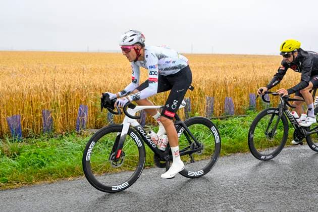 Tour de France 2025 Stage 2 BOULOGNE-SUR-MER, FRANCE - JULY 06 : Alaphilippe Julian (FRA) of Tudor Pro Cycling Team, Soler Marc (ESP) of UAE Team Emirates in action during stage 2 of the 112th edition of Tour de France an UCI World Tour 2.UWT cycling road race stage for Men Elite of 212 km with start in Lauwin-Planque and finish in Boulogne-sur-Mer on July 6, 2025 in Boulogne-sur-Mer, France, 06 07 2025 ( Motordriver Kenny Verfaillie - Boulogne-sur-Mer France  Copyright: xJanxDexMeuleneirx