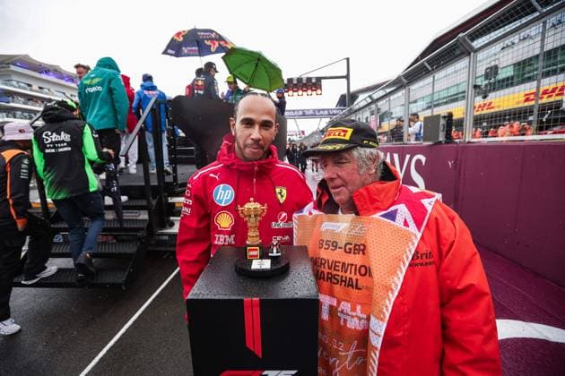 F1 - BRITISH GRAND PRIX 2025 HAMILTON Lewis (gbr), Scuderia Ferrari SF-25, portrait and LEGO Marshal Award during the Formula 1 Qatar Airways British Grand Prix 2025, 12th round of the 2025 FIA Formula One World Championship, WM, Weltmeisterschaft from July 4 to 6, 2025 on the Silverstone Circuit, in Silverstone, United Kingdom - SilverstoneUnited Kingdom  Copyright: xEricxAlonsox