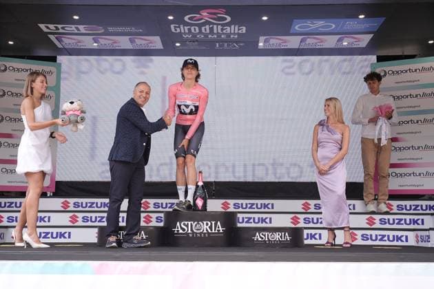 Pink Jersey Marlen Reusser (Movistar Team) during the 1st stage of the Giro d™Italia Women, Tudor ITT from Bergamo to Bergamo, Italy Sunday, July 06, 2025. - cycling .  Copyright: xMarcoxAlpozzi LaPressex