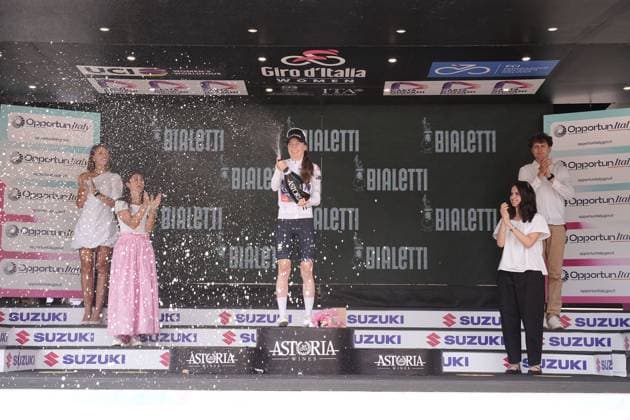 White Jersey , Antonia Niedermaier (Canyon SRAM zondacrypto) during the 1st stage of the Giro d™Italia Women, Tudor ITT from Bergamo to Bergamo, Italy Sunday, July 06, 2025. - cycling .  Copyright: xMarcoxAlpozzi LaPressex