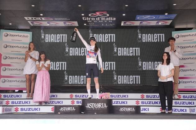 White Jersey , Antonia Niedermaier (Canyon SRAM zondacrypto) during the 1st stage of the Giro d™Italia Women, Tudor ITT from Bergamo to Bergamo, Italy Sunday, July 06, 2025. - cycling .  Copyright: xMarcoxAlpozzi LaPressex