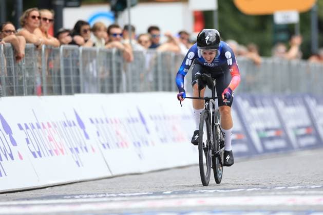 UCI Cycling Race Women Giro d Italia 2025 Pierre Teyssot MAXPPP ; UCI Cycling Race Women Giro d Italia 2025 at Bergamo, Italy on July 6, 2025. Individual Time Trial 14.2 km, in action Juliette Labous (FRA). Pierre Teyssot Maxppp Bergamo Italy  Copyright: xMAXPPPxPierrexTeyssotx PT1_6450 PT1_6450