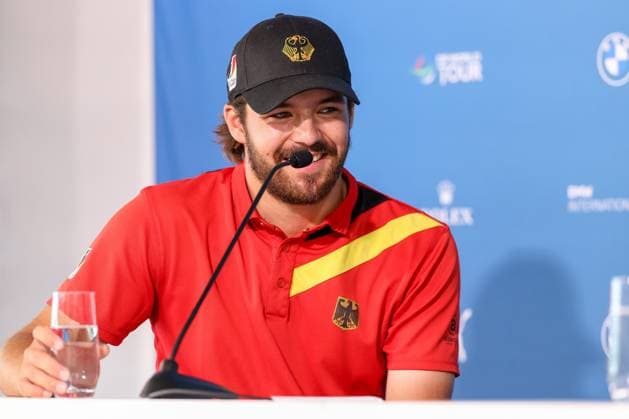 Amateur Tim Wiedemeyer GER at the press conference after his round, 36 BMW International Open 2025, Golf, DP World Tour, Men, Final, 06 07 2025 Eichenried Bayern Germany Copyright: xkolbert-press ChristianxKolbertx