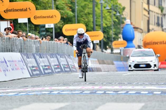 NIEDERMAIER Antonia (CANYON SRAM ZONDACRYPTO) the leader of the Maglia Binaca during Giro d Italia Women - Stage 1 - Bergamo Bergamo, Giro d Italia race in Bergamo, Italy, July 06 2025  Copyright: xDavidexVaninetti IPAxSportx xipa-agency.netx xx IPA_60020553 IPA_Agency_IPA60020553