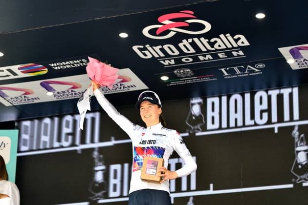 NIEDERMAIER Antonia (CANYON SRAM ZONDACRYPTO) the leader of the Maglia Binaca during Giro d Italia Women - Stage 1 - Bergamo Bergamo, Giro d Italia race in Bergamo, Italy, July 06 2025  Copyright: xDavidexVaninetti IPAxSportx xipa-agency.netx xx IPA_60020676 IPA_Agency_IPA60020676
