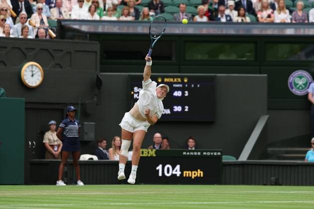 6th July 2025; All England Lawn Tennis and Croquet Club, London, England; Wimbledon Tennis Tournament, Day 7; Sonay Kartal (GBR) serves to Anastasia Pavlyuchenkova (RUS)  ActionPlus12810516 JohnxPatrickxFletcher