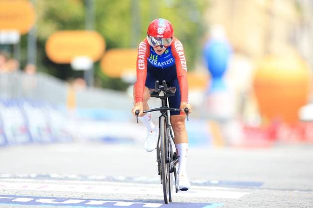UCI Cycling Race Women Giro d Italia 2025 Pierre Teyssot MAXPPP ; UCI Cycling Race Women Giro d Italia 2025 at Bergamo, Italy on July 6, 2025. Individual Time Trial 14.2 km, in action Dilyxine Miermont (FRA). Pierre Teyssot Maxppp Bergamo Italy  Copyright: xMAXPPPxPierrexTeyssotx PT1_6197 PT1_6197