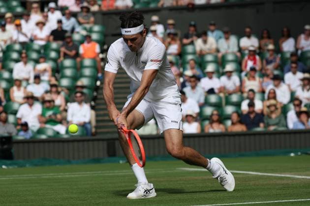 July 6, 2025, London, Celestynow, England: TAYLOR FRITZ of USA during the match against A. Davidovich Fokina of Spain in the third round of Championships 2025 at Wimbledon AELTC in London. London England - ZUMAc278 20250706_zsp_c278_036 Copyright: xMarcinxCholewinskix