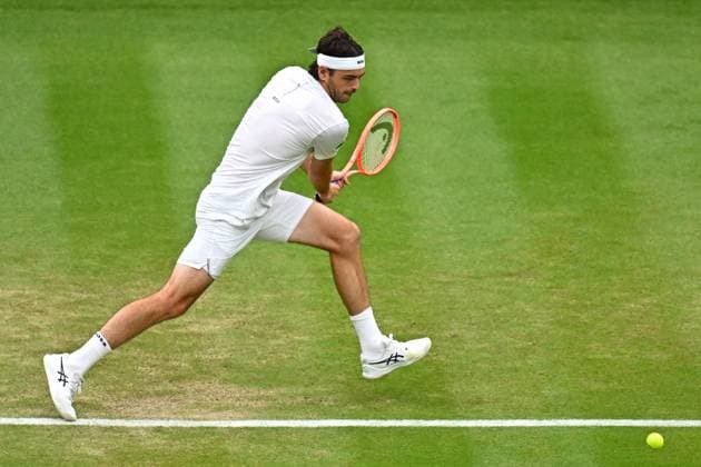 Wimbledon Championships - Day 7 - London Taylor Fritz (USA) during his fourth round match at the 2025 Wimbledon Championships at the AELTC in London, England, UK on July 6, 2025. Photo by Corinne Dubreuil ABACAPRESS.COM London England United Kingdom  Copyright: xDubreuilxCorinne ABACAx