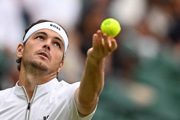 Wimbledon Championships - Day 7 - London Taylor Fritz (USA) during his fourth round match at the 2025 Wimbledon Championships at the AELTC in London, England, UK on July 6, 2025. Photo by Corinne Dubreuil ABACAPRESS.COM London England United Kingdom  Copyright: xDubreuilxCorinne ABACAx