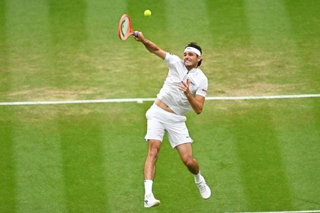 Wimbledon Championships - Day 7 - London Taylor Fritz (USA) during his fourth round match at the 2025 Wimbledon Championships at the AELTC in London, England, UK on July 6, 2025. Photo by Corinne Dubreuil ABACAPRESS.COM London England United Kingdom  Copyright: xDubreuilxCorinne ABACAx